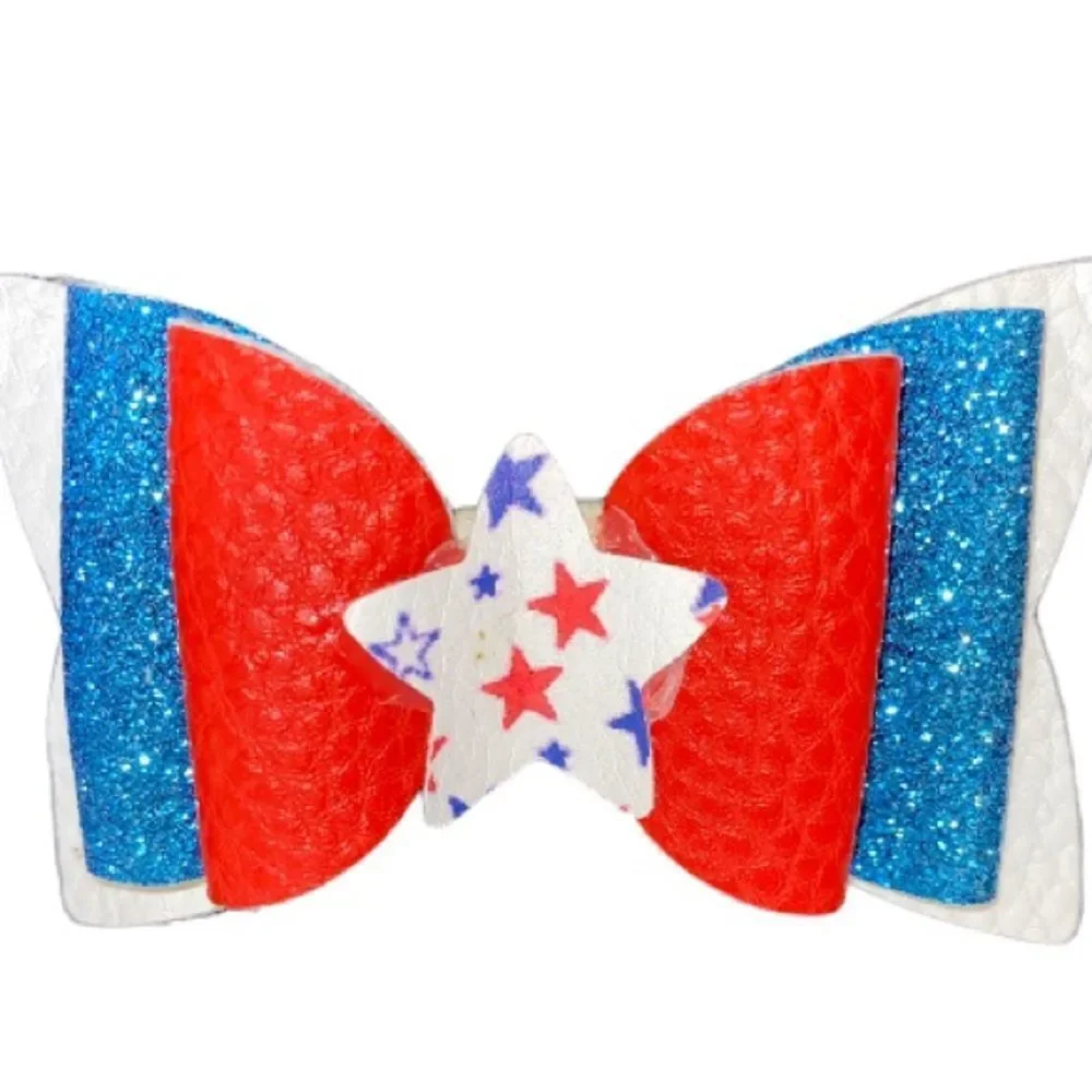 ⭐️5/$10⭐️ Red, White, and Blue Faux Leather Hair Bow